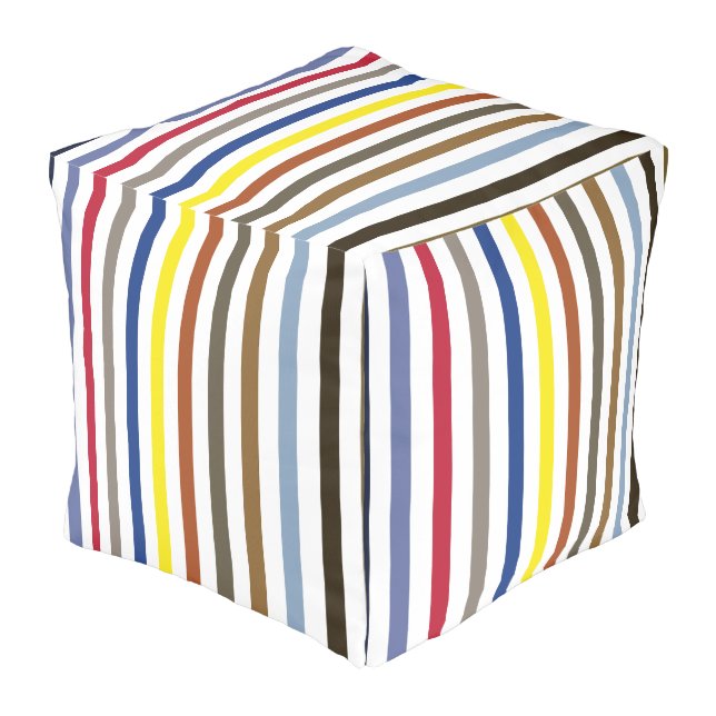 Summer Colorful Stripes Pouf (Angled Front)