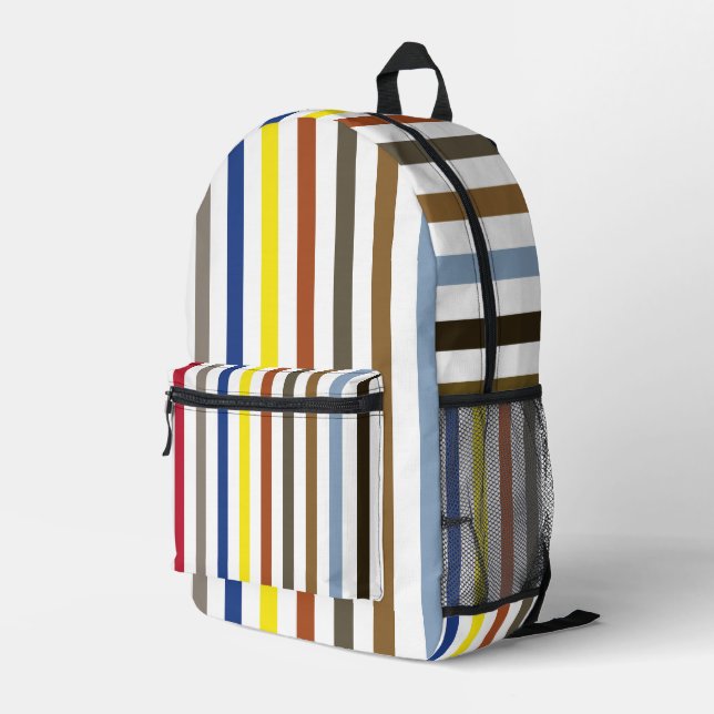 Summer Colorful Stripes Printed Backpack (Back Corner Right)