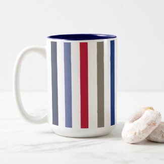 Summer Colorful Stripes Two-Tone Coffee Mug