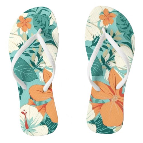 Summer Colorful Tropical Flower Flip Flops