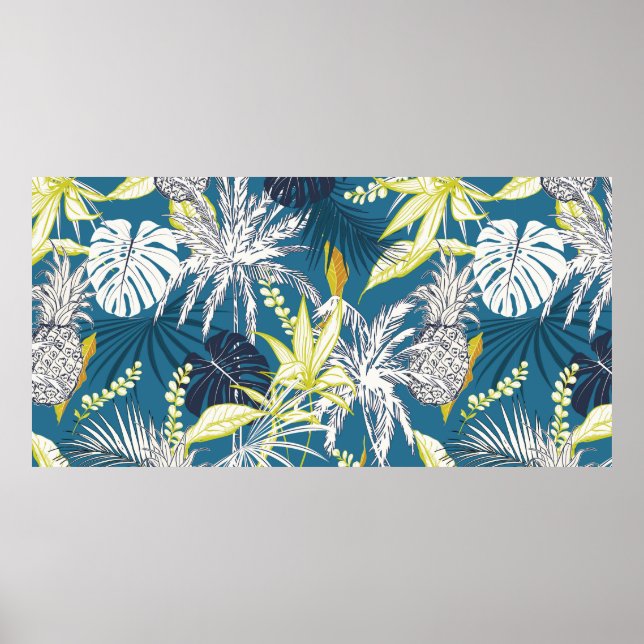 Summer colorful tropical forest leaves and fruits  poster (Front)