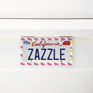 Summer Colorful Watermelon Geo Pattern License Plate Frame