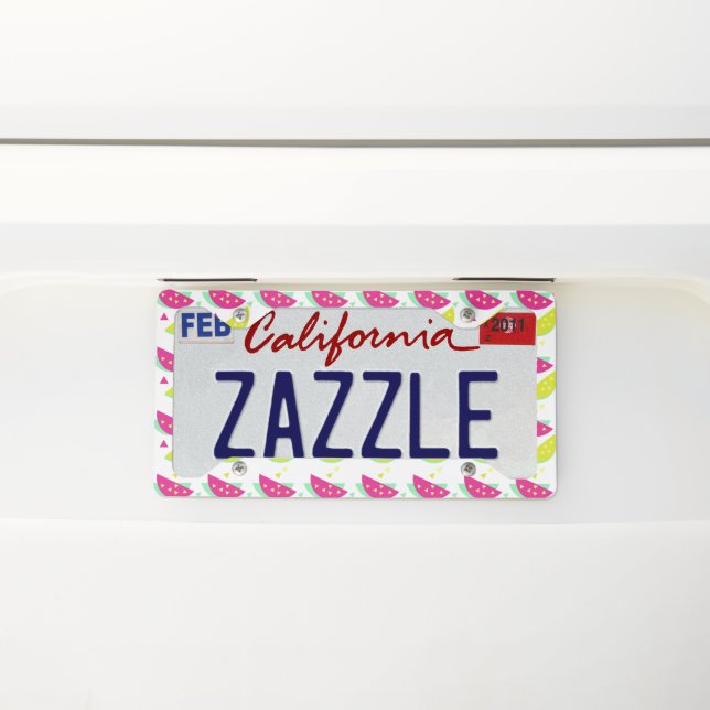 Summer Colorful Watermelon Geo Pattern License Plate Frame (On Car)