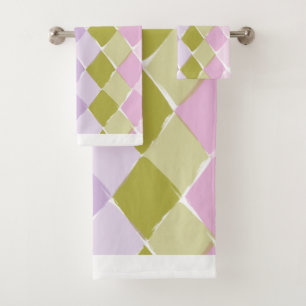 Summer colors pattern diamond Bath Towel Set
