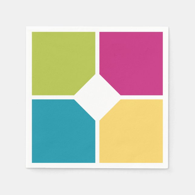 SUMMER COLORS Quadrants Optional Text Paper Napkins (Front)