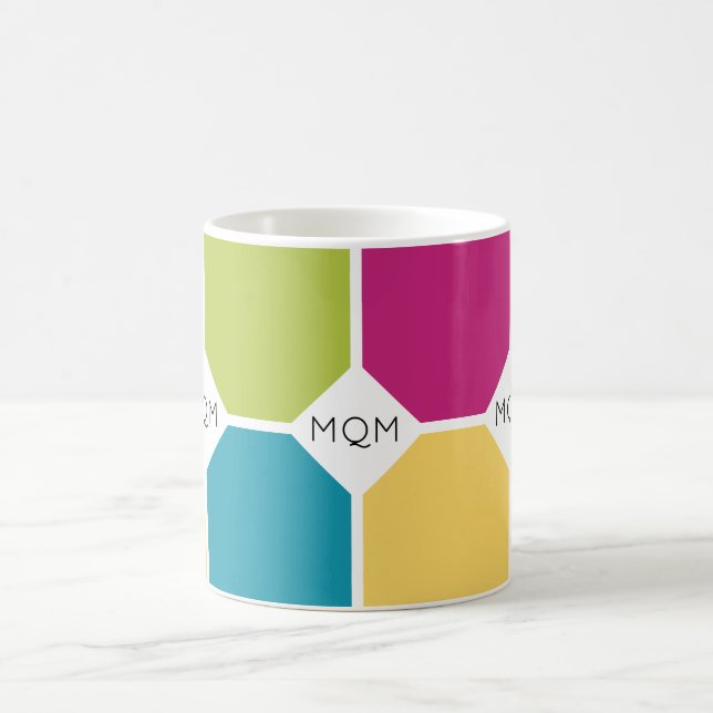 SUMMER COLORS Quadrants Triple MONOGRAM Coffee Mug (Center)