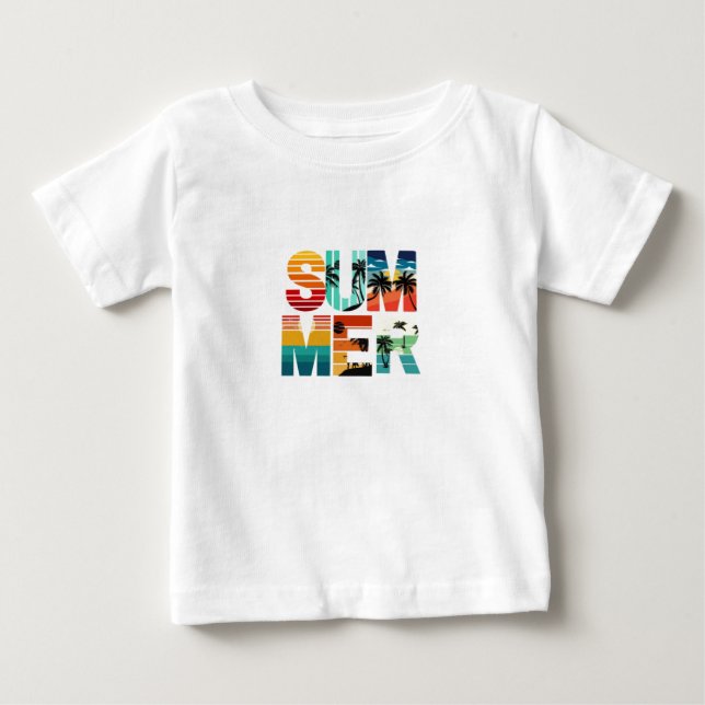 Summer Colourful Modern White baby tshirts  (Front)