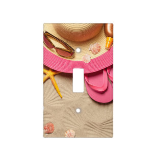 Summer Concept On Sandy Beach Background Light Switch Cover