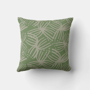 Summer Contemporary abstract bloom lime green dark Throw Pillow