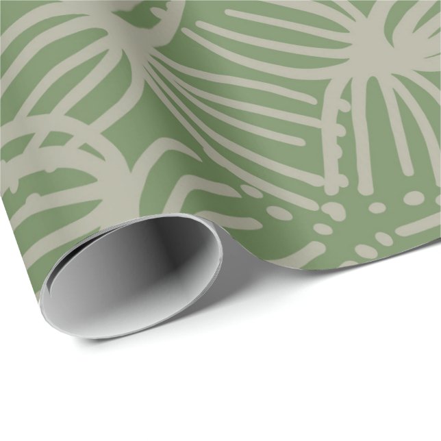 Summer Contemporary abstract bloom lime green dark Wrapping Paper (Roll Corner)
