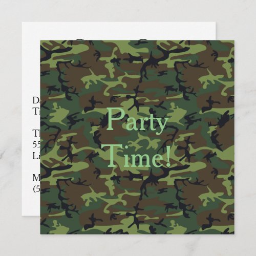 Summer Cookout Camouflage Military Green Pattern Invitation