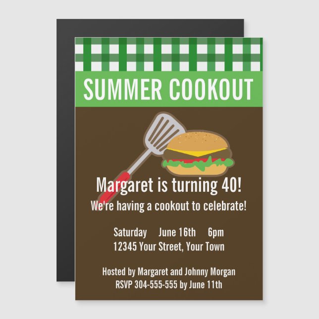 Summer Cookout Magnetic Invitation (Front/Back)