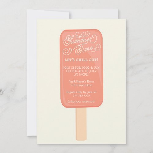 Summer Cookout Party Invitation - Popsicle