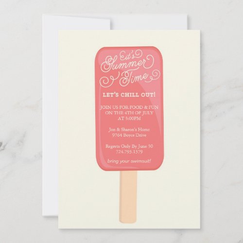 Summer Cookout Party Invitation - Popsicle