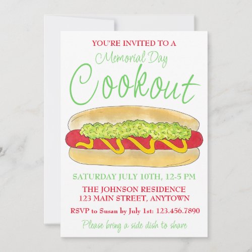 Summer Cookout Picnic Maine Red Snapper Hotdog ME Invitation