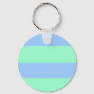 Summer Cool (Classic Blue and Green Stripes) Keychain