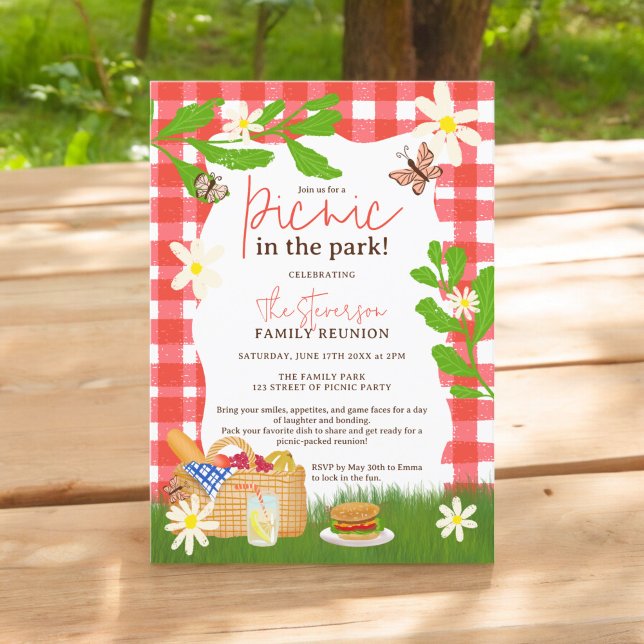 Summer cool Fun Picnic in the park family reunion Invitation (Summer cool Fun Picnic in the park family reunion Invitation)