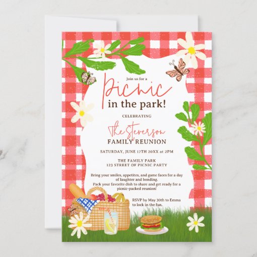 Rec Invitation Summer cool Fun Picnic in the park family reunion Invitation | Zazzle