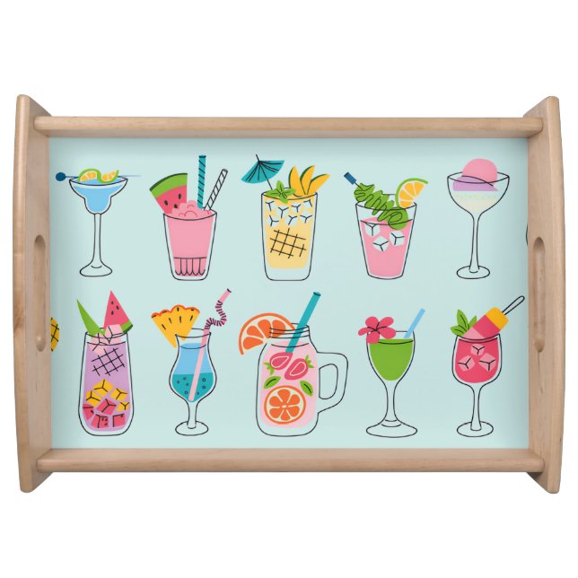Summer Coolers Serving Tray w/Natural Handle (Front)