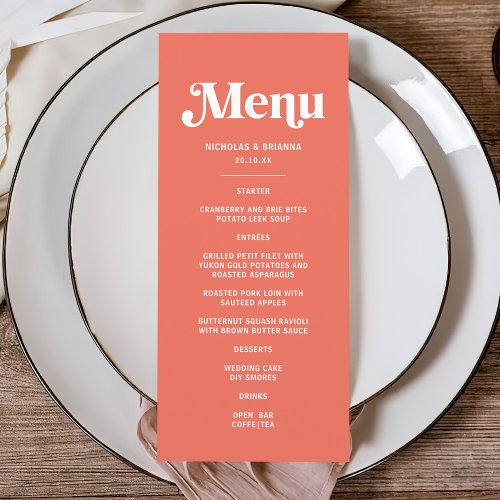 Summer Coral Mexican Wedding Menu