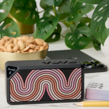 Summer Coral Orange Blush Pink Wavy Art Stripes Bluetooth Speaker by CaseConceptCreations at Zazzle