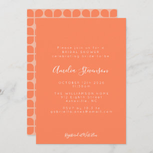 Summer Coral Orange Retro Minimalist Bridal Shower Invitation