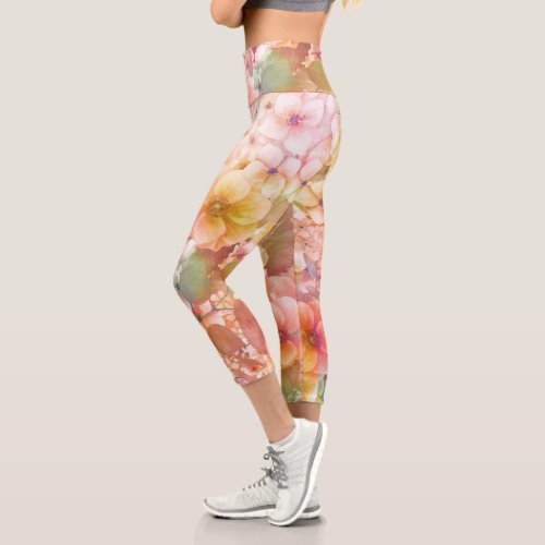 Summer Cosmos Design Capri Leggings