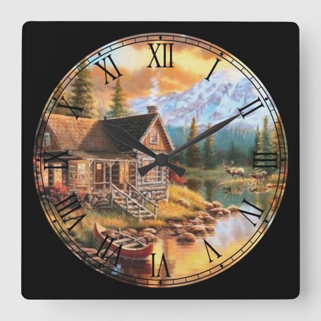 Summer Cottage Fine Art Square Wall Clock (Front)