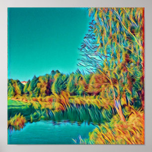 Summer Countryside Landscape A4 Poster