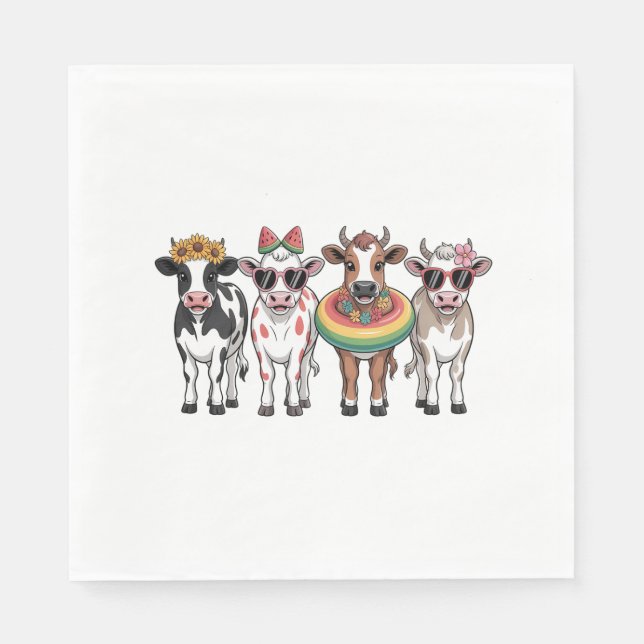 Summer Cows , Beach Farm Napkins (Front)
