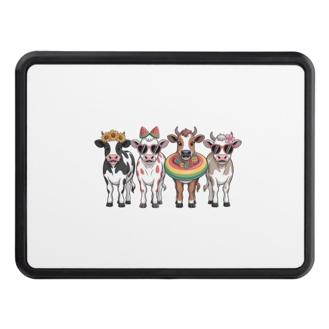 Summer Cows PNG, Beach Farm Hitch Cover (Front)
