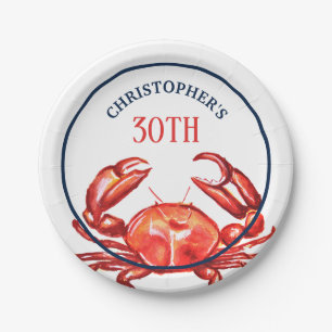 Summer Crab 30th Birthday Party Paper Plates