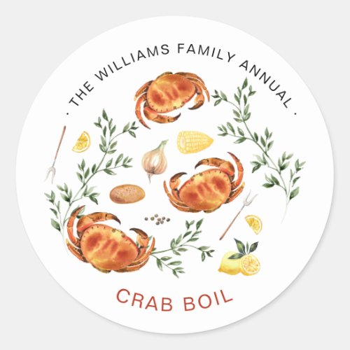 Summer Crab Boil  Low Country Boil Cookout    Classic Round Sticker