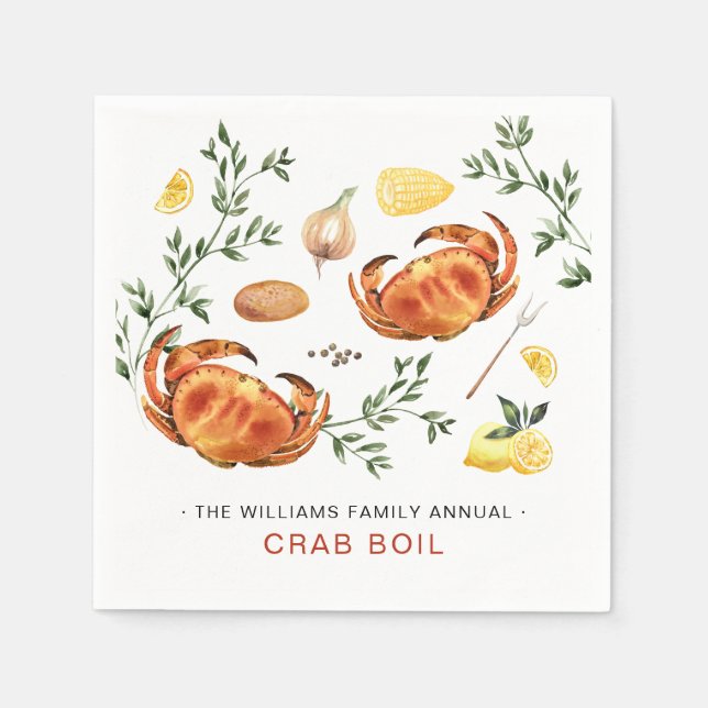 Summer Crab Boil | Low Country Boil Cookout   Napkins (Front)
