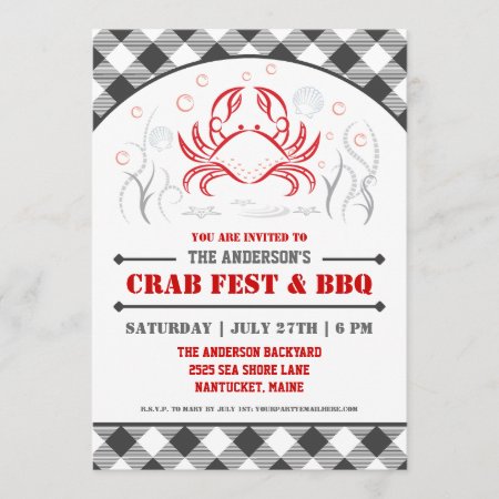 Summer Crab Fest & Bbq Party Invitation