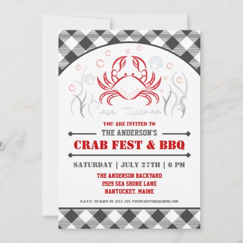 Summer Crab Fest  BBQ Party Invitation