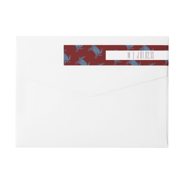 Summer Crab Seafood Ocean Beach Wedding Logo Wrap Around Label (Back)