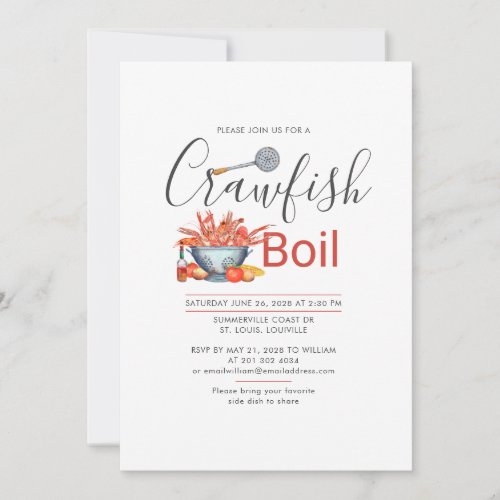 Summer Crawfish Boil Country Cookout Reunion Invitation