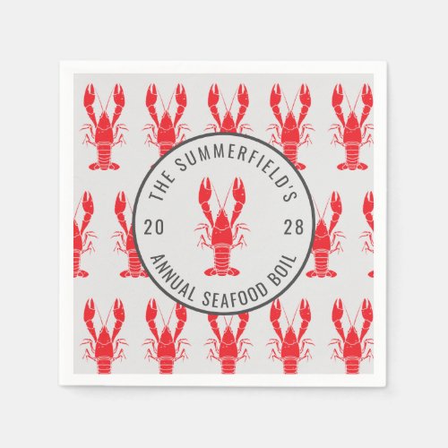 Summer Crawfish Boil Lobster Seafood Party Paper Napkins