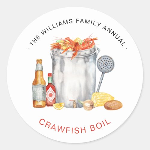 Summer Crawfish Boil  Low Country Boil Cookout   Classic Round Sticker