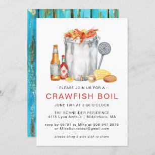 Summer Crawfish Boil   Low Country Boil Cookout Invitation
