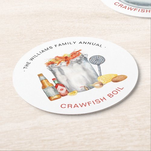 Summer Crawfish Boil  Low Country Boil Cookout   Round Paper Coaster