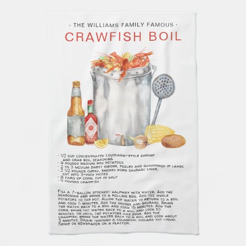 Summer Crawfish Boil  Recipe Heirloom Tea Towel