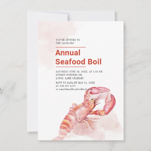 Summer Crawfish Seafood Boil Party Invitation
