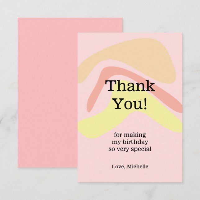Summer Cream Pink Cute Personalized Thank You Card (Front/Back)