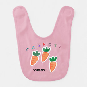 Summer Cute Carrots Yummy Baby Pink Bib