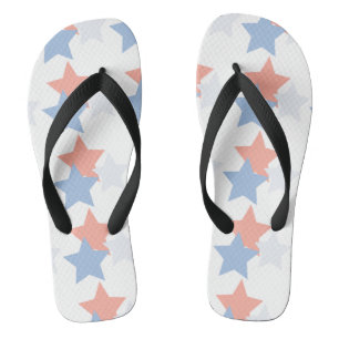 Summer Cute Coral Patriotic 4th of July Flip Flops