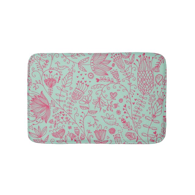 Summer cute floral pattern bathroom mat (Front)