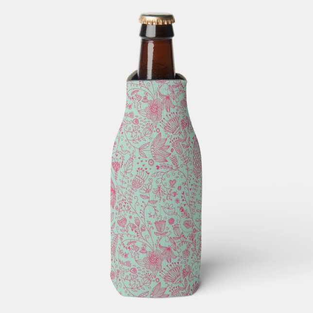 Summer cute floral pattern bottle cooler (Bottle Front)