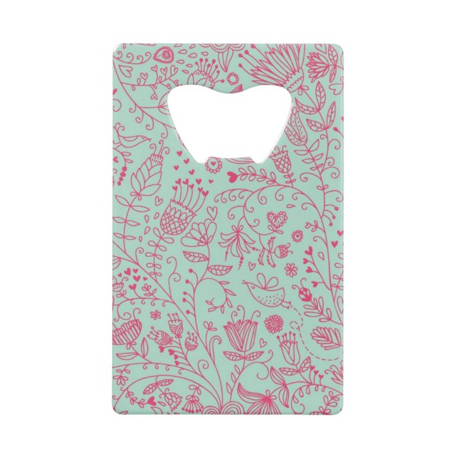 Summer cute floral pattern credit card bottle opener (Front)